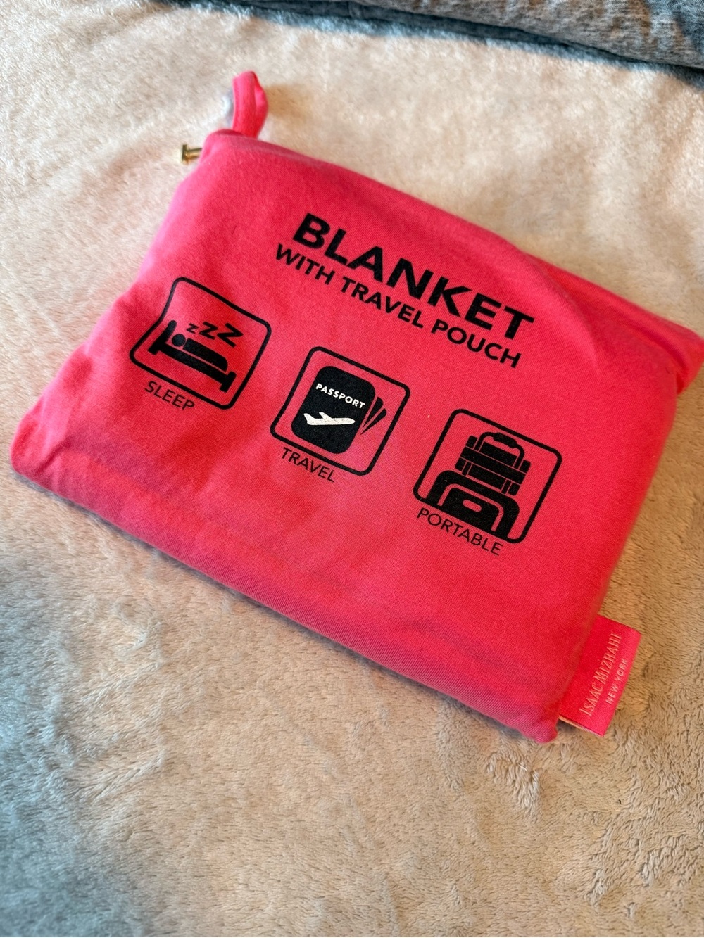Isaac Mizrahi Hot Pink Travel Blanket Pouch